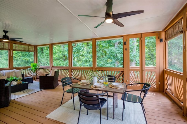 3795 Newport Bay Dr, Alpharetta, GA 30005 - sunroom / solarium with ceiling fan and an outdoor hangout area