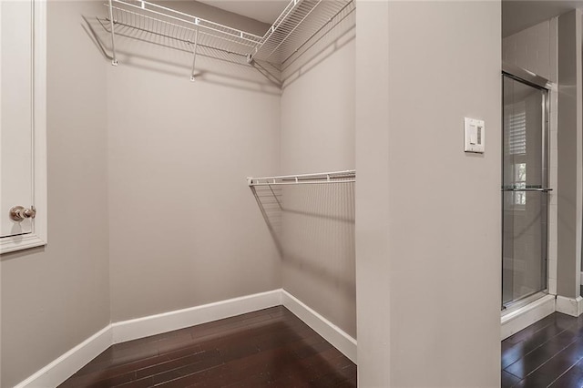 spacious closet featuring hardwood / wood-style floors