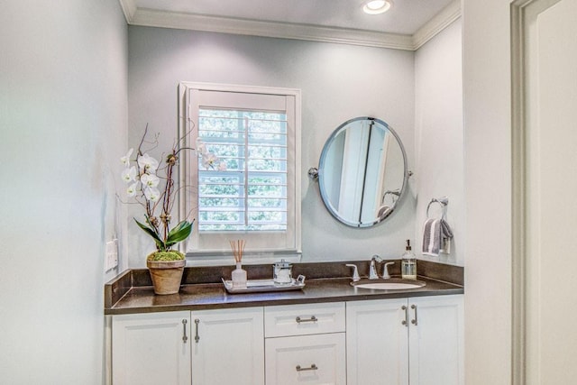 1343 Peachtree Battle Ave NW, Atlanta, GA 30327 - bathroom with ornamental molding and vanity