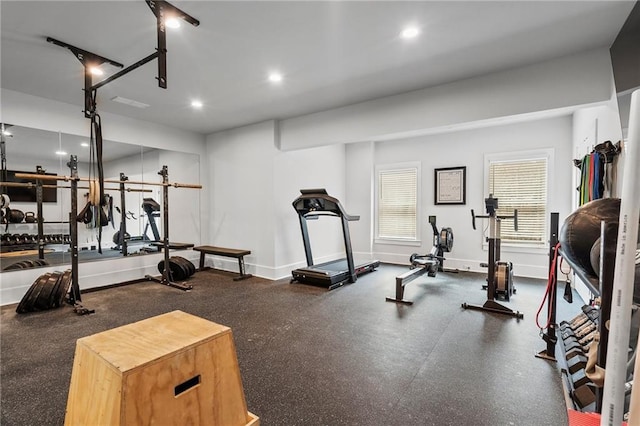 120 Nezhat Pl, Atlanta, GA 30350 - exercise room featuring recessed lighting and baseboards
