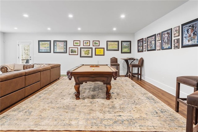 120 Nezhat Pl, Atlanta, GA 30350 - rec room featuring pool table, recessed lighting, wood finished floors, and baseboards