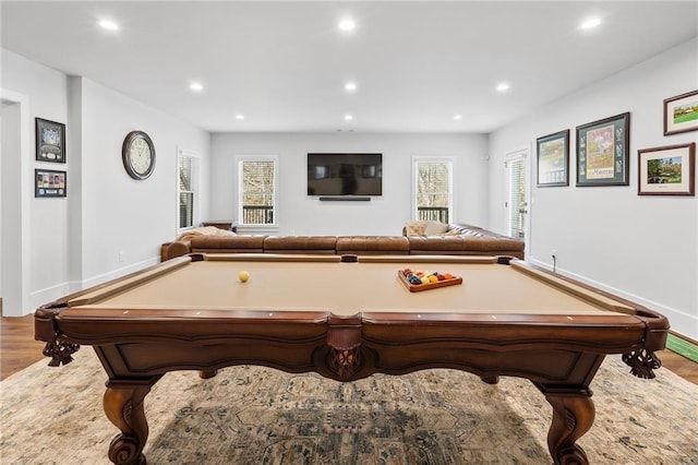 120 Nezhat Pl, Atlanta, GA 30350 - game room with wood finished floors, recessed lighting, baseboards, and pool table