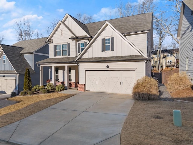 craftsman-style house featuring a garage and a porch