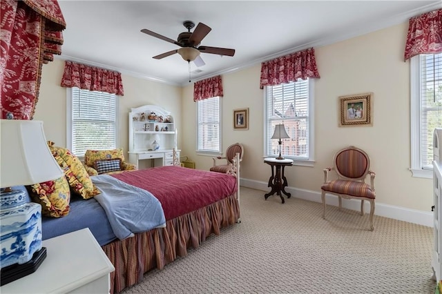 2283 Falmouth Ct SE Unit 22, Smyrna, GA 30080 - bedroom featuring light colored carpet, crown molding, multiple windows, and ceiling fan