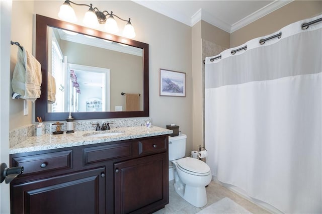 2283 Falmouth Ct SE Unit 22, Smyrna, GA 30080 - full bathroom featuring vanity, crown molding, a shower with curtain, and tile patterned flooring