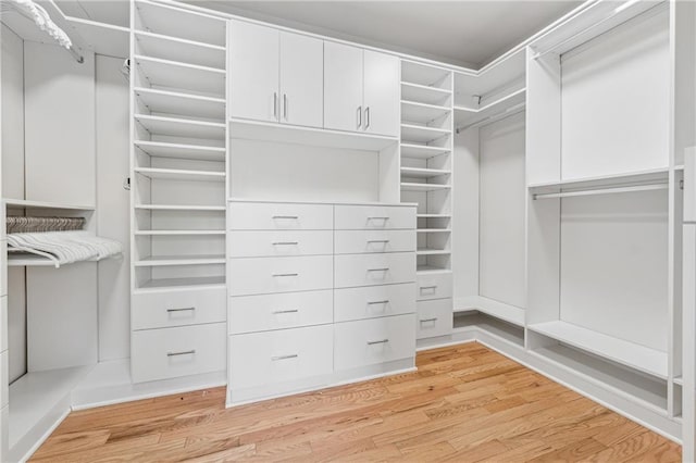 spacious closet with light hardwood / wood-style floors