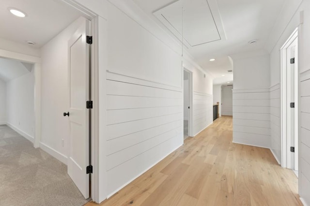 2410 Glade Overlook, Cumming, GA 30041 - hall featuring attic access, recessed lighting, and light wood-type flooring