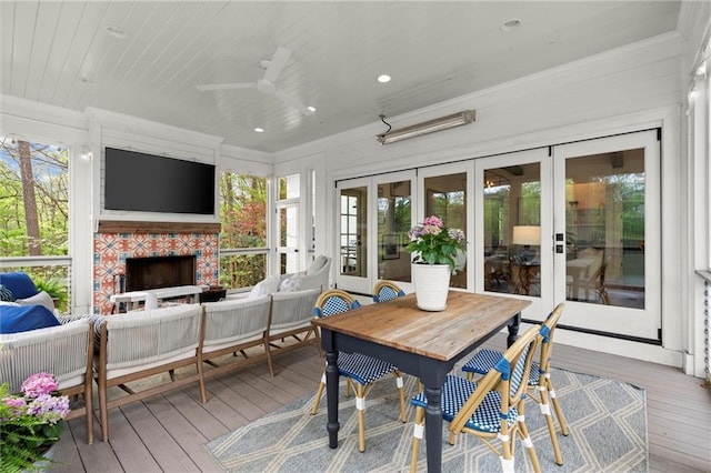 1141 Ragley Hall Rd NE, Brookhaven, GA 30319 - sunroom featuring hardwood / wood-style flooring, wood ceiling, and plenty of natural light
