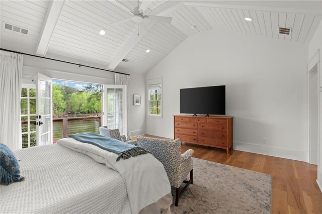 1141 Ragley Hall Rd NE, Brookhaven, GA 30319 - bedroom featuring access to exterior, multiple windows, wood finished floors, baseboards, and wood ceiling