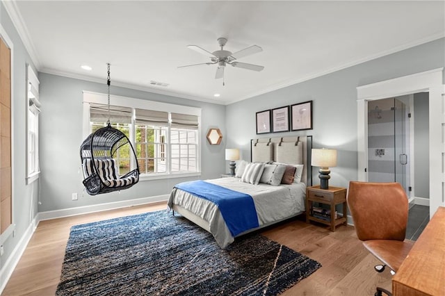 1141 Ragley Hall Rd NE, Brookhaven, GA 30319 - bedroom with recessed lighting, wood finished floors, visible vents, and crown molding