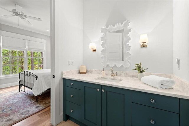 1141 Ragley Hall Rd NE, Brookhaven, GA 30319 - bedroom featuring crown molding, baseboards, wood finished floors, a ceiling fan, and recessed lighting