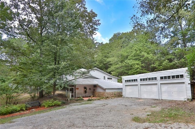 garage with covered porch