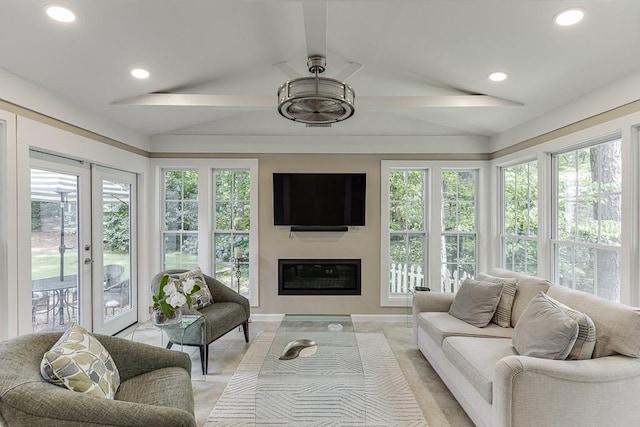 3219 Parkridge Cres, Chamblee, GA 30341 - sunroom / solarium featuring french doors, vaulted ceiling, healthy amount of natural light, and recessed lighting