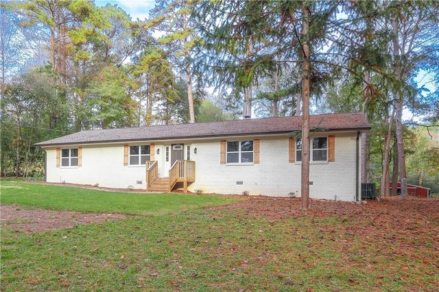 ranch-style home with a front lawn