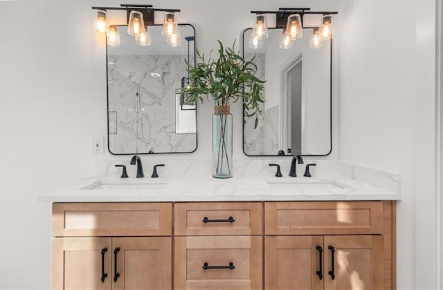 2018 Presley Way NE, Atlanta, GA 30317 - bathroom with double vanity and a marble finish shower