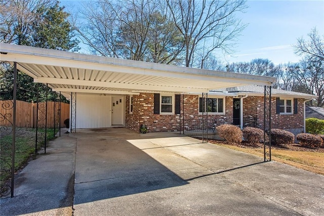 single story home with a carport