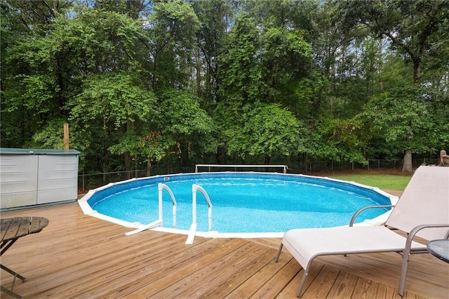 view of pool featuring a deck