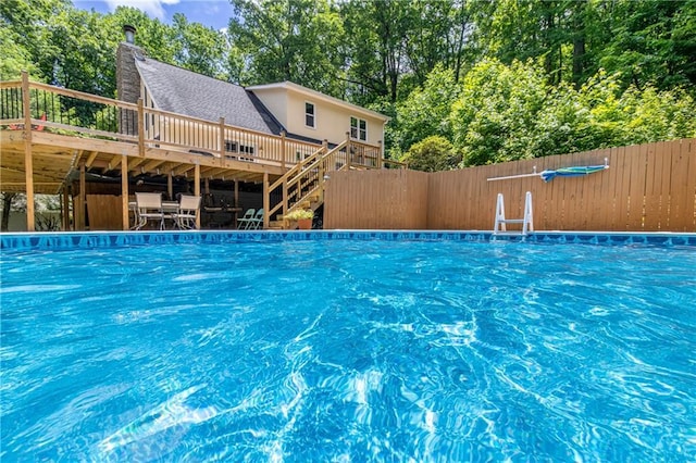 21 Basin Ct, Jasper, GA 30143 - view of swimming pool featuring stairway and a wooden deck