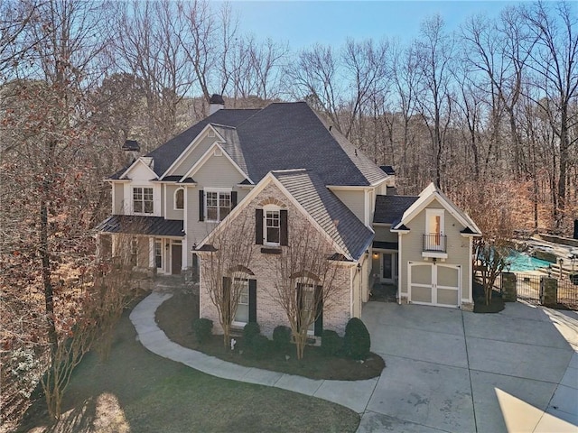 view of front of property with a garage