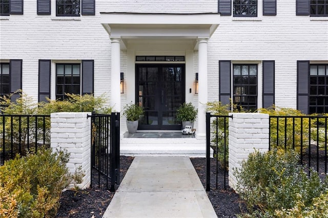 doorway to property with french doors