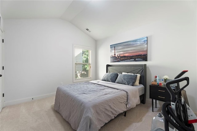 2040 Harvest Ridge Cir, Buford, GA 30519 - bedroom featuring light colored carpet, vaulted ceiling, and baseboards