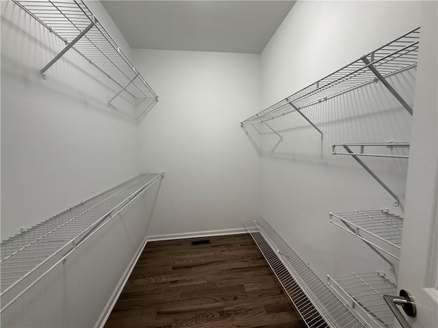 walk in closet featuring dark hardwood / wood-style floors