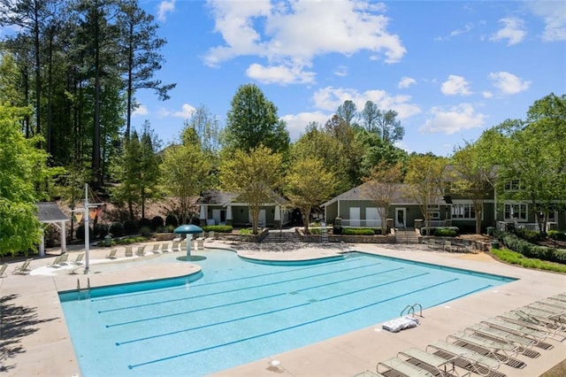 pool featuring a patio area