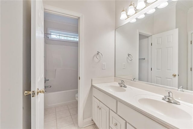 656 Deerwood Way, Evans, GA 30809 - bathroom with tile patterned flooring, toilet, double vanity, and baseboards