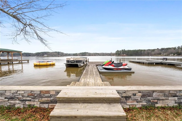 dock area with a water view