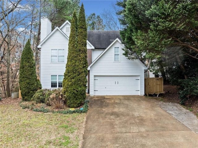 view of front of home with a garage