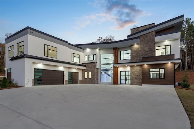 contemporary house featuring a garage