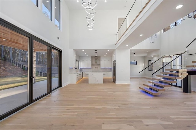 interior space with light hardwood / wood-style flooring