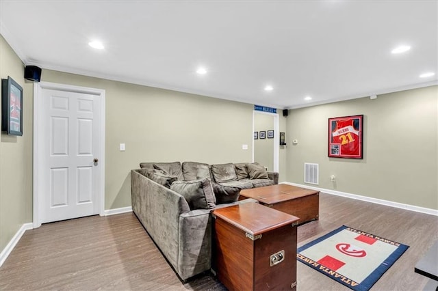 3921 Upland Way, Marietta, GA 30066 - living area featuring wood finished floors, visible vents, and recessed lighting
