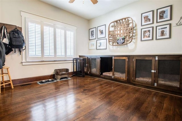 202 Hickory Chase, Carrollton, GA 30117 - interior space with ceiling fan, dark wood-style floors, and baseboards