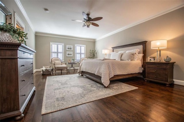 202 Hickory Chase, Carrollton, GA 30117 - bedroom with wood finished floors, baseboards, ornamental molding, and a ceiling fan