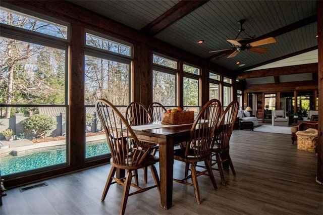 202 Hickory Chase, Carrollton, GA 30117 - sunroom / solarium with plenty of natural light, wooden ceiling, vaulted ceiling, and wood finished floors