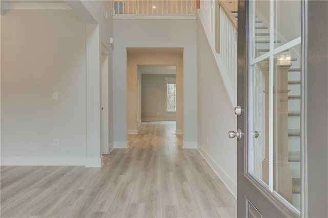 interior space with light hardwood / wood-style flooring