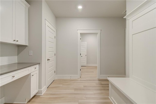 interior space with light hardwood / wood-style floors