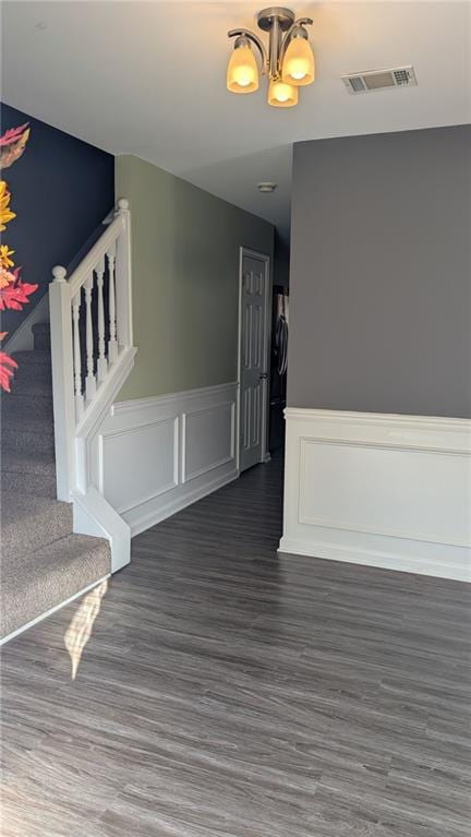 interior space with dark wood-type flooring