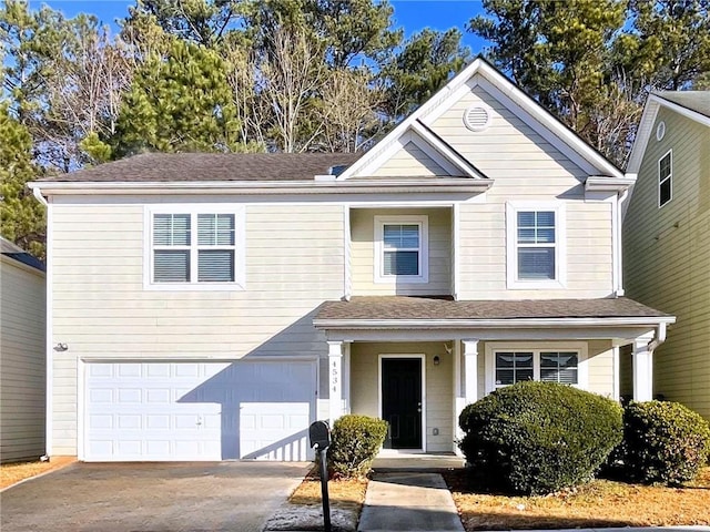 view of front of house with a garage