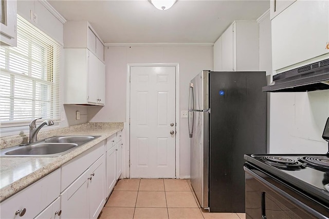 kitchen featuring sink, white cabinetry, range with electric cooktop, and a wealth of natural light