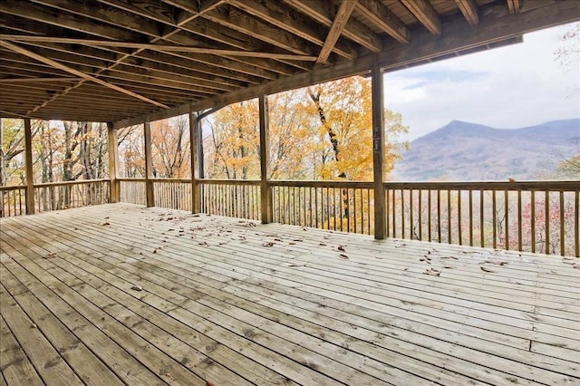 deck featuring a mountain view