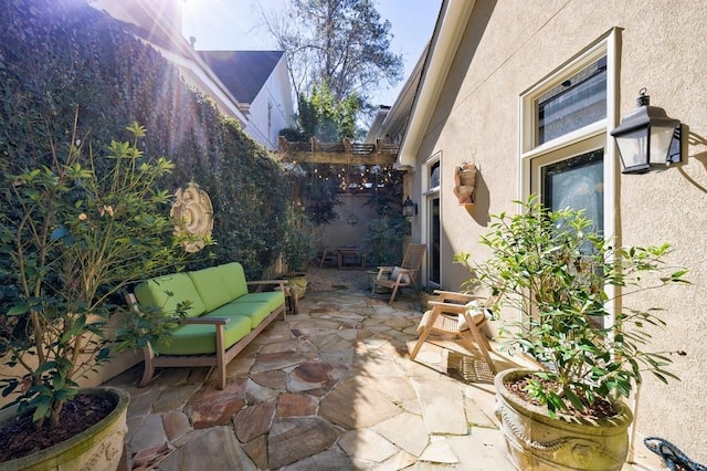 view of patio / terrace with an outdoor living space