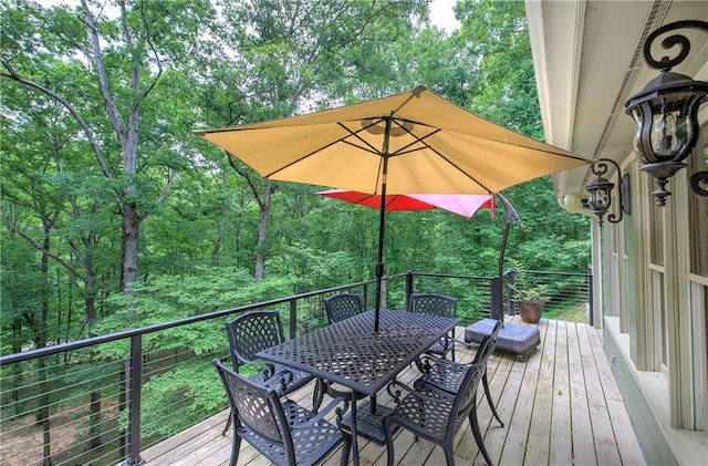 128 Rushing Waters Ct, Talking Rock, GA 30175 - wooden terrace with outdoor dining area