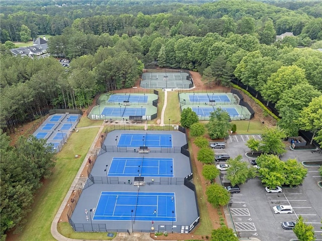 aerial view of a heavily wooded area