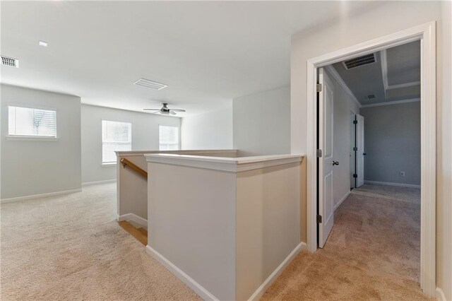 20 Running Ter NW, Cartersville, GA 30121 - corridor featuring baseboards, an upstairs landing, visible vents, and light colored carpet