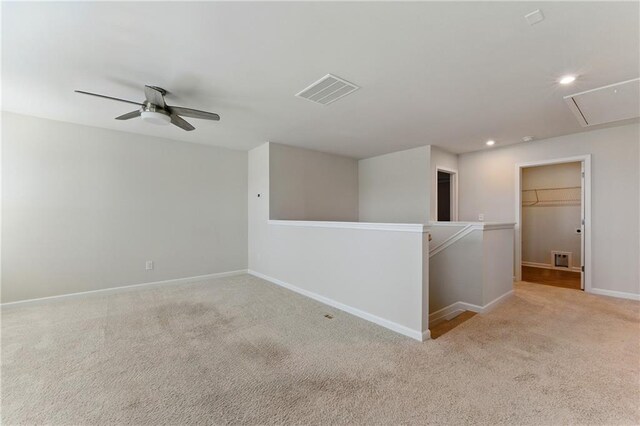 20 Running Ter NW, Cartersville, GA 30121 - carpeted empty room featuring a ceiling fan, attic access, baseboards, visible vents, and recessed lighting