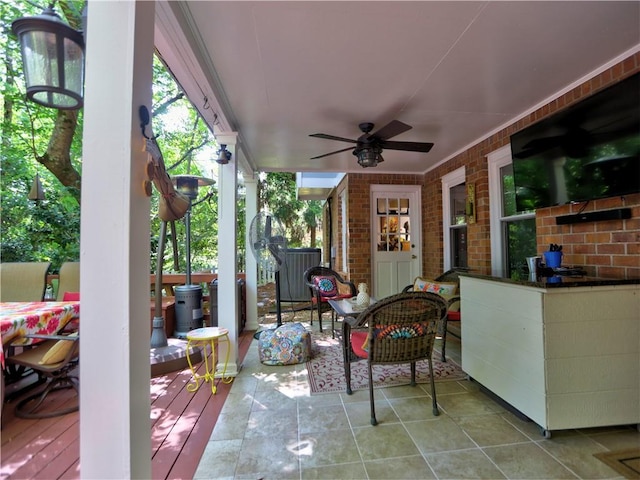 view of patio with ceiling fan