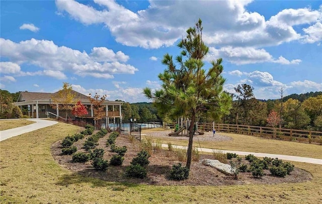 view of yard with fence