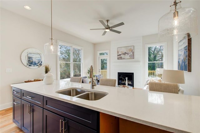 1240 Oakland Ter SW Unit B, Atlanta, GA 30310 - kitchen with open floor plan, light countertops, decorative light fixtures, and a healthy amount of sunlight